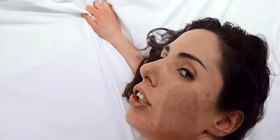 Lovely brunette moans as big pecker is pounding her tight cunt