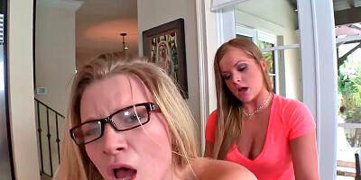 Mercedes Lynn and Katie Banks in the middle of lezbo foursome