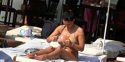 Gorgeous Aletta Ocean smoking hookah and posing