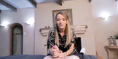 Milf Stepmom Helped Stepson Ejaculate By Giving Him A Handjob With Pristine Edge