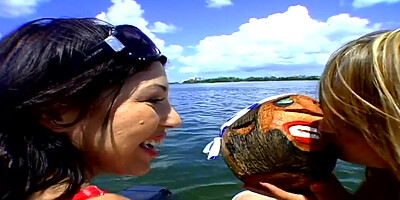 Britney Stevens and Lexi Love get a hard cock at the sea