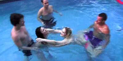 Marissa Jordan and Skarlit Knight have fun in pool