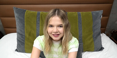 This POV casting video stars an 85 lb blonde teen 18+ amateur