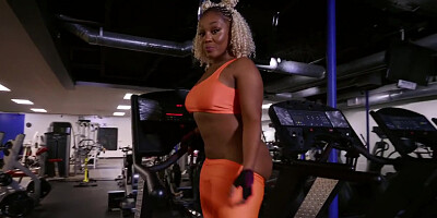 A Black Curvy Gym Girl Gets Boned On All Fours By A