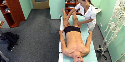 Sexy nurse massages and fucks patient