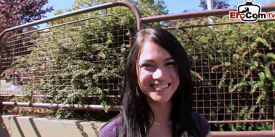 Cute sympatic british skinny brunette teen 18+ pick up on street