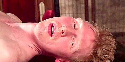 Blonde Femdom Makes Strapped Man Jizz