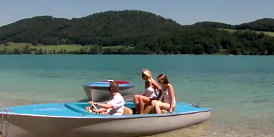 Impromptu beach orgy featuring two horny German bitches