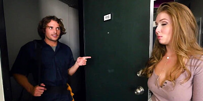 Busty MILF Lena Paul fucks with stepson in the kitchen