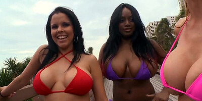 Lucky dude making love with three whores