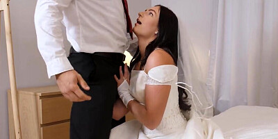 Leanne Lace wearing a wedding dress and getting it on with her man