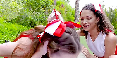 Hot Cheerleader Besties Eating Cum After Pov Foursome Sex