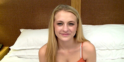 Watch this nervous blonde 18 yr old star in her first fuck video