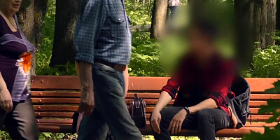 A Not Planned Date. Jeny Smith walking with stranger with mini skirt and no panties