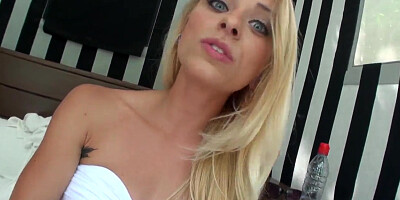 Stunning blonde Cameron Canada gets filmed outdoor