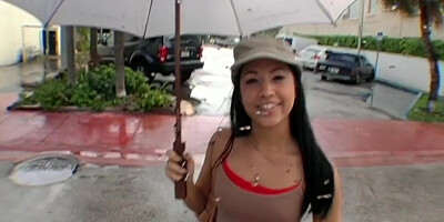 Young Abella Anderson on the bus