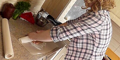 Home Nudism. Naked Step mommy Milf Dubarry Prepares Another Dish Kitchen Without Panties. Pussy Tits Ass