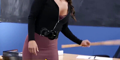 Brazzers - Big Tit teacher Abigail Mac gives student 18+ some Discipline