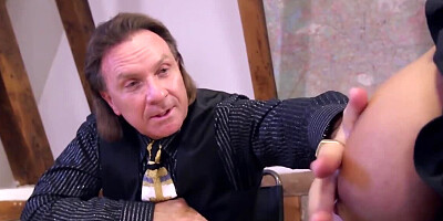 Busty secretary Ashley CumStar blows her horny boss Big George