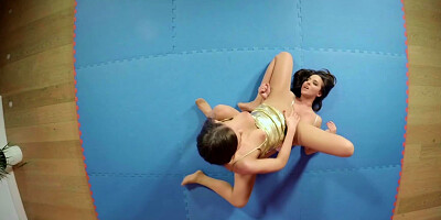 Two young and slim lezzies are not a bit shy about their sexuality