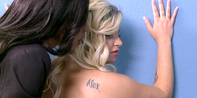 Ebony and blondie lick and finger sweet pussies without pauses