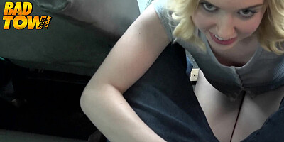 Pale-skinned cutie sucks and fucks for male help