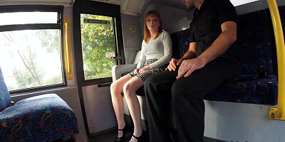 Hairy pussy redhead teen 18+ banged on the bus