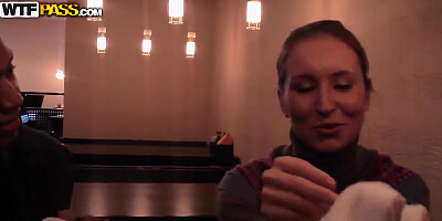 Amateur Penny goes to public toilet with dirty stud