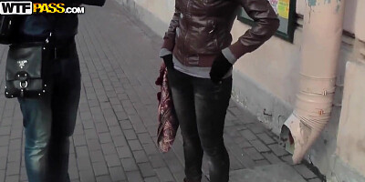 Amateur Penny goes to public toilet with dirty stud