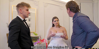 VIP4K. Bride spreads her legs in front of the wedding manager