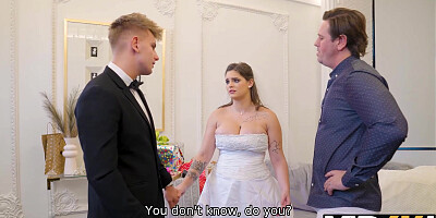 VIP4K. Bride spreads her legs in front of the wedding manager