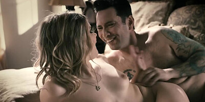 Inked man passionately makes love with adorable blonde chick