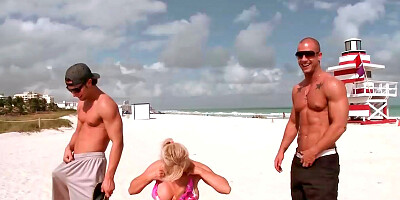 Blonde Ingrid Swenson with big melons is double-fucked