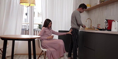 Emily C makes a move on the partner in the kitchen