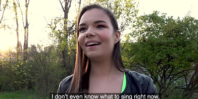 Czech babe publicly POV fucked outdoor ***after casting