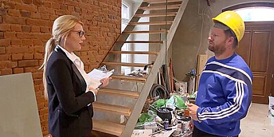 Sexy Blonde Is Facialized By A Worker