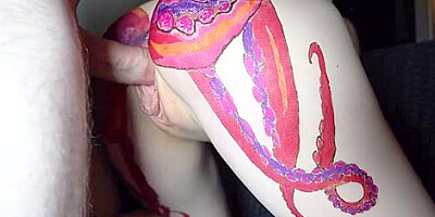 Horny Stepsister With Huge Tattoo On Ass Helps Her Jerking Stepbrother To Cum Hard In Her Pussy