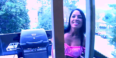 Hot brazilian Monica Santhiago takes a big black cock deep in her throat